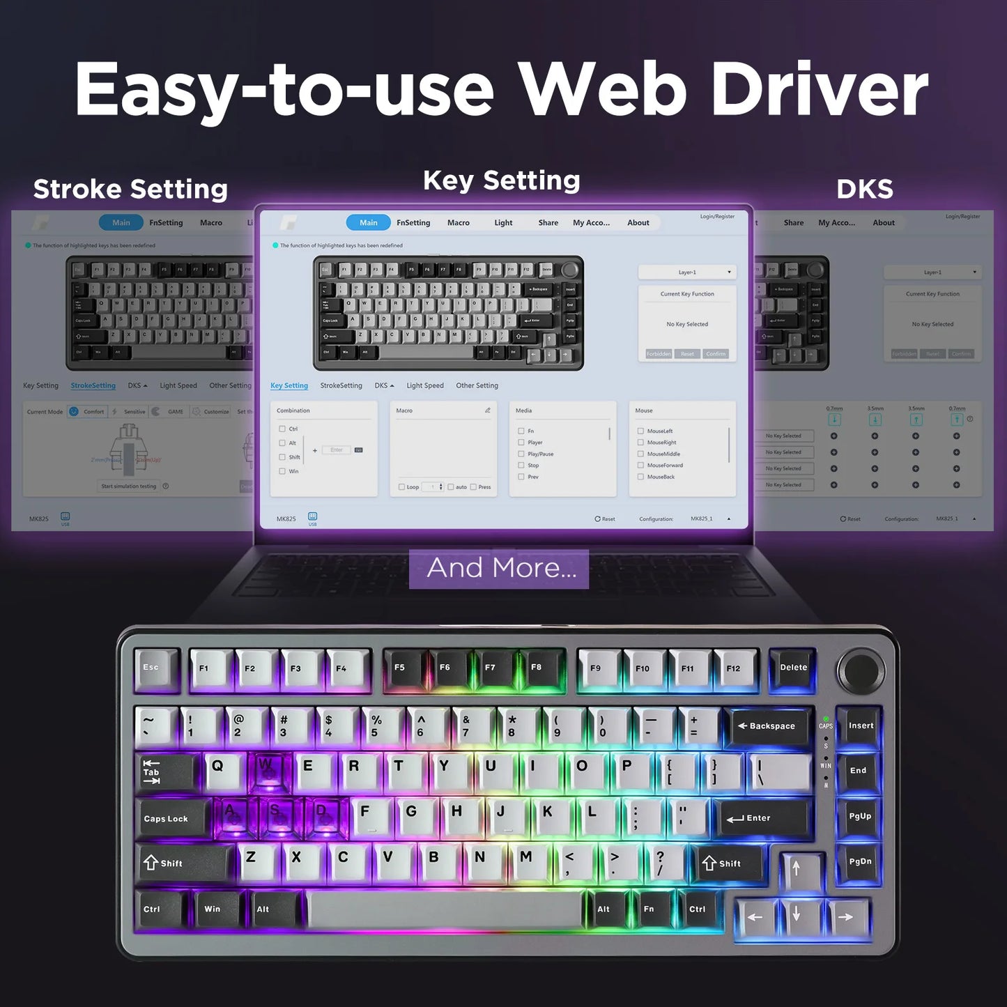 YUNZII RT75 Rapid Trigger Gaming Keyboard — Hyper-Fast Magnetic Switches, Hot-Swappable 75% Layout, PBT Double-Shot Keycaps, RGB Wired Mechanical Keyboard (82 Keys)
