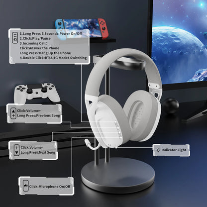 ATTACK SHARK L80 Tri-Mode Wireless Gaming Headset — Ultra-Light 2.4G/Bluetooth/Wired Headphones with Mic & Volume Control for PC, PS4, PS5, Switch, Xbox (Low Latency)