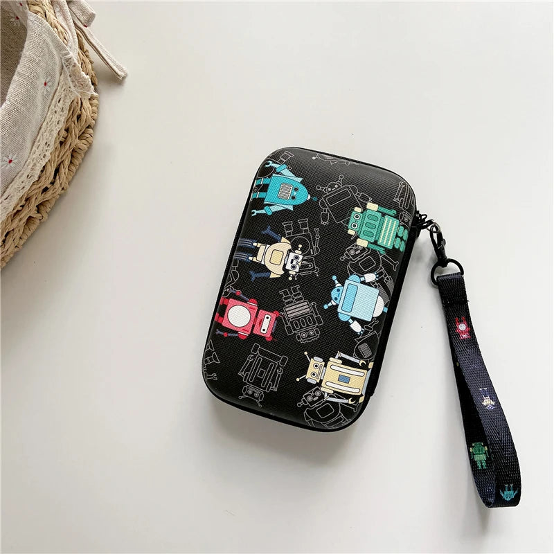 Protective Carrying Case for R36S, RG35XX H, R36 Ultra, K36 & Miyoo Mini Plus — Cute Cartoon Travel Storage Bag with Lanyard for Handheld Game Consoles & Accessories