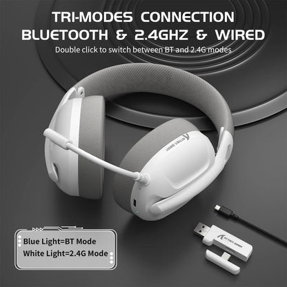 ATTACK SHARK L80 Tri-Mode Wireless Gaming Headset — Ultra-Light 2.4G/Bluetooth/Wired Headphones with Mic & Volume Control for PC, PS4, PS5, Switch, Xbox (Low Latency)