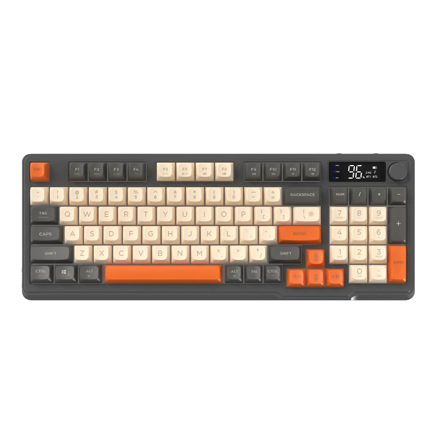 ZIYOU LANG Wireless Gaming Keyboard with Smart Display & Control Knob — 94-Key Quiet Membrane, Bluetooth/2.4G/USB, 3000mAh Rechargeable (PC, Laptop, Tablet)
