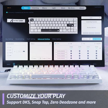 ATTACK SHARK X68 HE Rapid Trigger Gaming Keyboard — Hall Effect Magnetic Switches, Adjustable Actuation, 8000Hz Polling, Hot-Swap 68-Key Wired Mechanical Keyboard