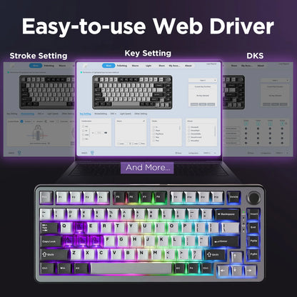 YUNZII RT75 Rapid Trigger Gaming Keyboard — Hyper-Fast Magnetic Switches, Hot-Swappable 75% Layout, PBT Double-Shot Keycaps, RGB Wired Mechanical Keyboard (82 Keys)