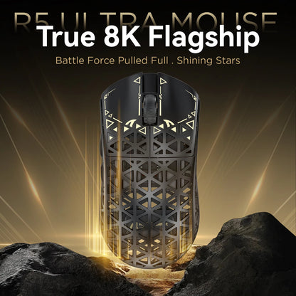 ATTACK SHARK R5 Ultra Carbon Fiber Wireless Gaming Mouse — 39g Superlight, PixArt PAW3950MAX Sensor, 8K/8000Hz Polling, 42000 DPI, Tri-Mode (Bluetooth/2.4G/Wired) for FPS Gaming