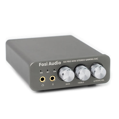 Fosi Audio K5 PRO Gaming USB DAC & Headphone Amplifier — Desktop Mini DAC Amp with Mic Input for PS5, PC, Mac, Switch, 24bit/192kHz, USB-C/Optical/Coaxial (16-300Ω)
