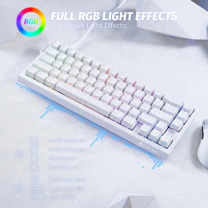 ATTACK SHARK X68 HE Rapid Trigger Gaming Keyboard — Hall Effect Magnetic Switches, Adjustable Actuation, 8000Hz Polling, Hot-Swap 68-Key Wired Mechanical Keyboard