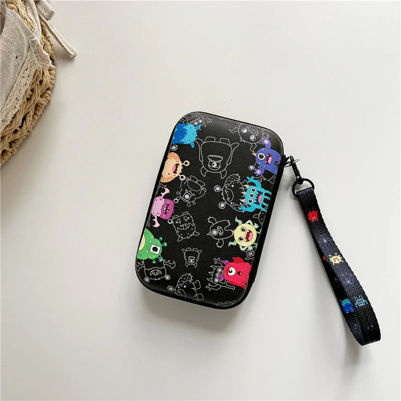 Protective Carrying Case for R36S, RG35XX H, R36 Ultra, K36 & Miyoo Mini Plus — Cute Cartoon Travel Storage Bag with Lanyard for Handheld Game Consoles & Accessories