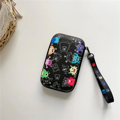 Protective Carrying Case for R36S, RG35XX H, R36 Ultra, K36 & Miyoo Mini Plus — Cute Cartoon Travel Storage Bag with Lanyard for Handheld Game Consoles & Accessories