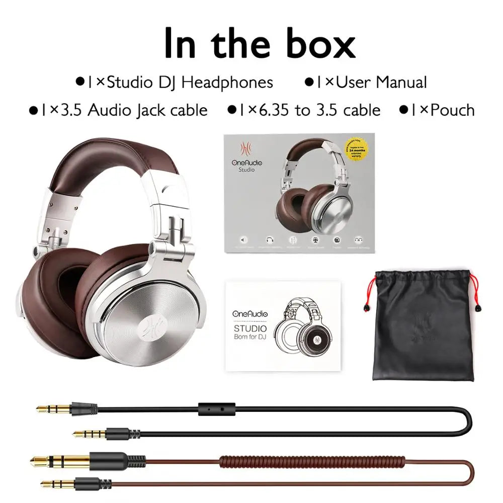 OneOdio Pro 30 Studio DJ Headphones with Microphone — Wired Over-Ear Monitor Headset, 50mm Hi-Fi Drivers, Detachable Cable, Foldable (Studio, DJ, Gaming, Mixing)