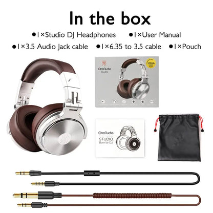 OneOdio Pro 30 Studio DJ Headphones with Microphone — Wired Over-Ear Monitor Headset, 50mm Hi-Fi Drivers, Detachable Cable, Foldable (Studio, DJ, Gaming, Mixing)