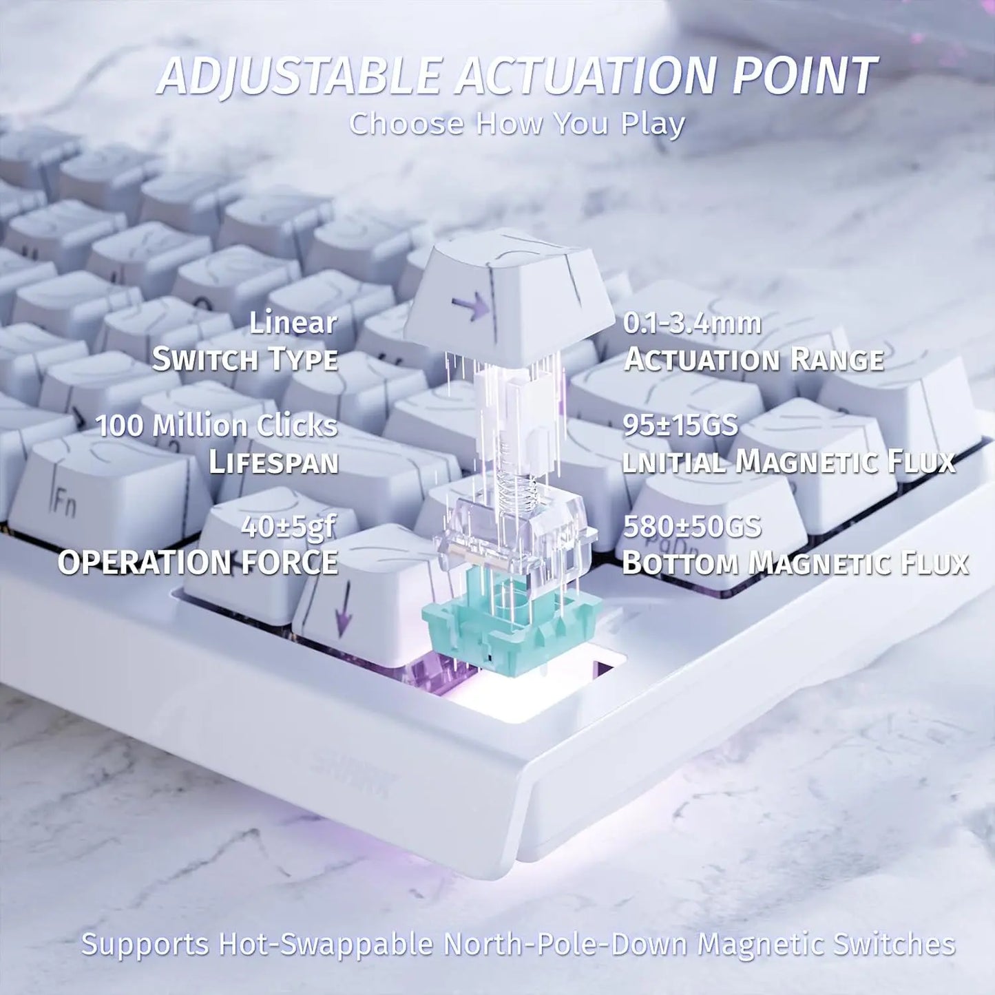 ATTACK SHARK X68 HE Rapid Trigger Gaming Keyboard — Hall Effect Magnetic Switches, Adjustable Actuation, 8000Hz Polling, Hot-Swap 68-Key Wired Mechanical Keyboard