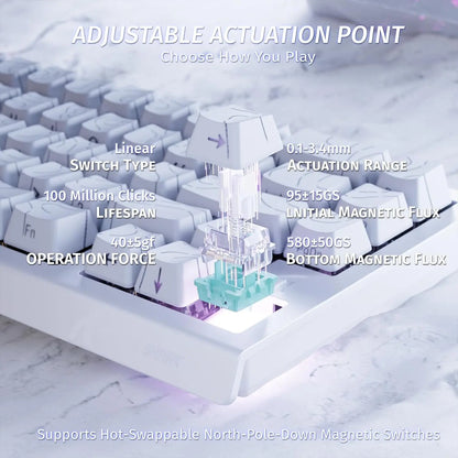 ATTACK SHARK X68 HE Rapid Trigger Gaming Keyboard — Hall Effect Magnetic Switches, Adjustable Actuation, 8000Hz Polling, Hot-Swap 68-Key Wired Mechanical Keyboard