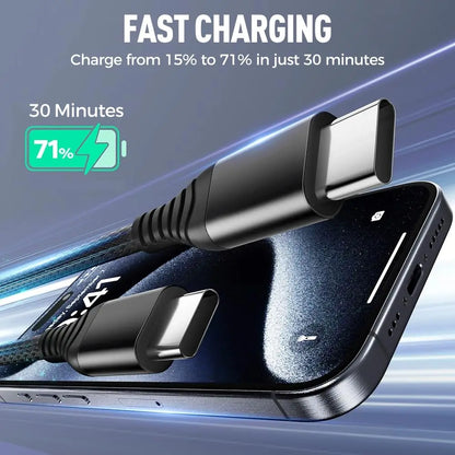100W Transparent 3-in-1 Fast Charging Cable with LED Light — USB C to Lightning/Type-C/Micro USB, Super Fast Charge for iPhone, Android, Tablets (One Cable for Every Device)