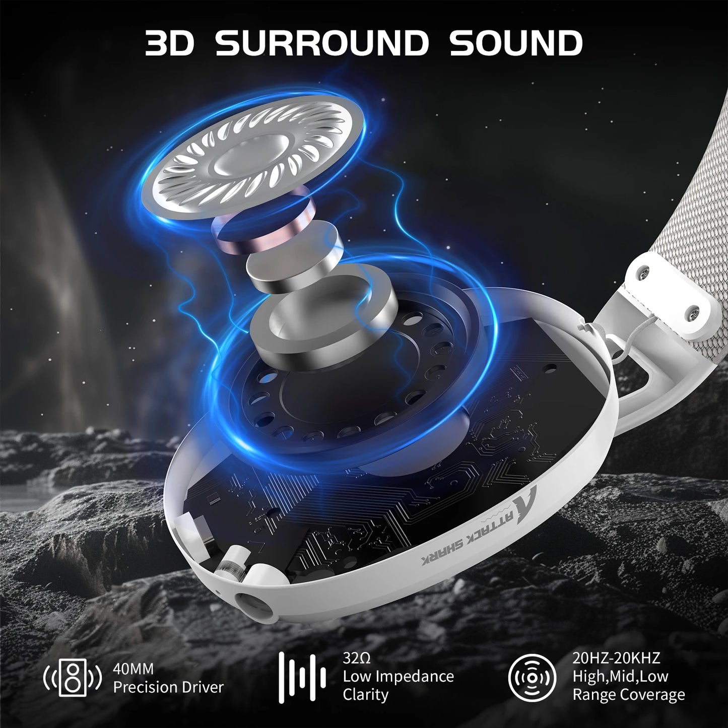 ATTACK SHARK L80 Tri-Mode Wireless Gaming Headset — Ultra-Light 2.4G/Bluetooth/Wired Headphones with Mic & Volume Control for PC, PS4, PS5, Switch, Xbox (Low Latency)
