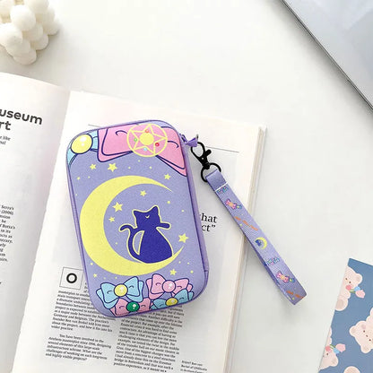 Protective Carrying Case for R36S, RG35XX H, R36 Ultra, K36 & Miyoo Mini Plus — Cute Cartoon Travel Storage Bag with Lanyard for Handheld Game Consoles & Accessories