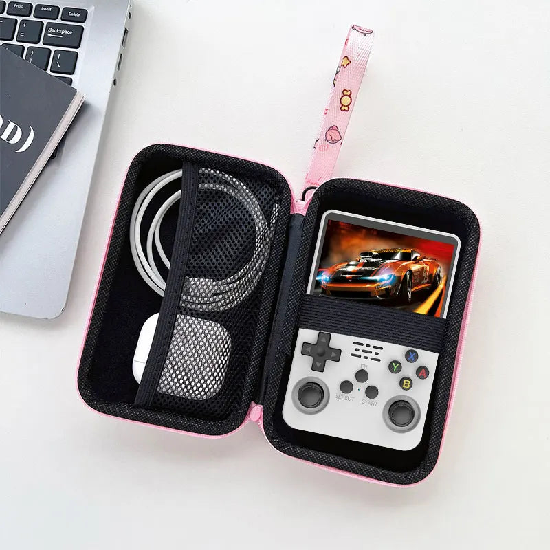Protective Carrying Case for R36S, RG35XX H, R36 Ultra, K36 & Miyoo Mini Plus — Cute Cartoon Travel Storage Bag with Lanyard for Handheld Game Consoles & Accessories
