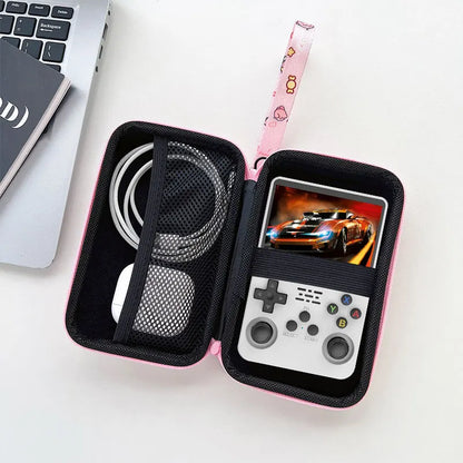 Protective Carrying Case for R36S, RG35XX H, R36 Ultra, K36 & Miyoo Mini Plus — Cute Cartoon Travel Storage Bag with Lanyard for Handheld Game Consoles & Accessories