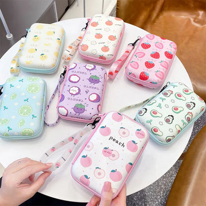 Protective Carrying Case for R36S, RG35XX H, R36 Ultra, K36 & Miyoo Mini Plus — Cute Cartoon Travel Storage Bag with Lanyard for Handheld Game Consoles & Accessories