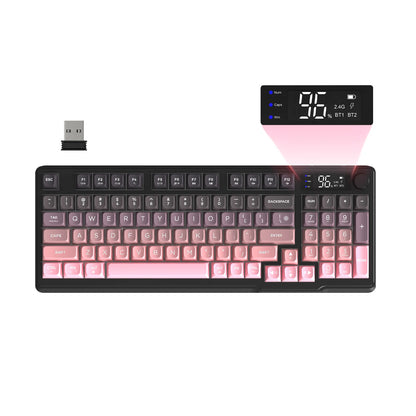 ZIYOU LANG Wireless Gaming Keyboard with Smart Display & Control Knob — 94-Key Quiet Membrane, Bluetooth/2.4G/USB, 3000mAh Rechargeable (PC, Laptop, Tablet)